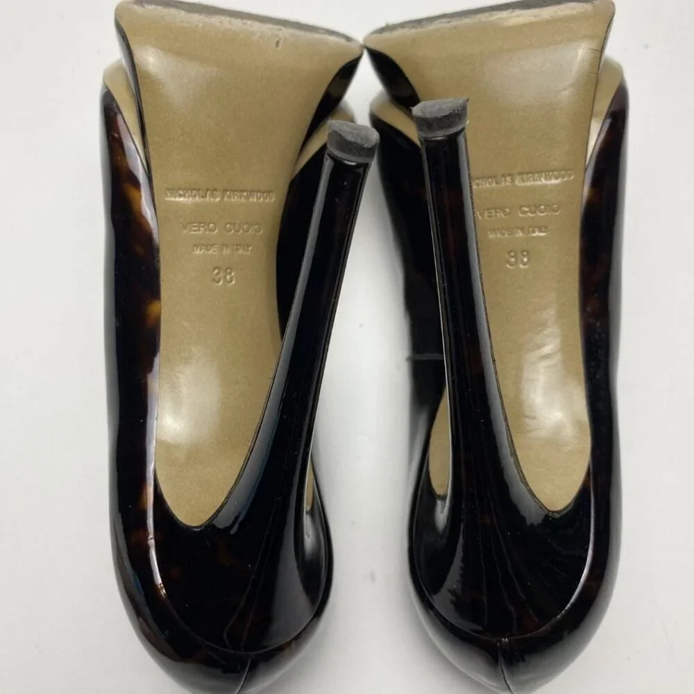 NICHOLAS KIRKWOOD tortoiseshell patent leather platform pumps Size 38